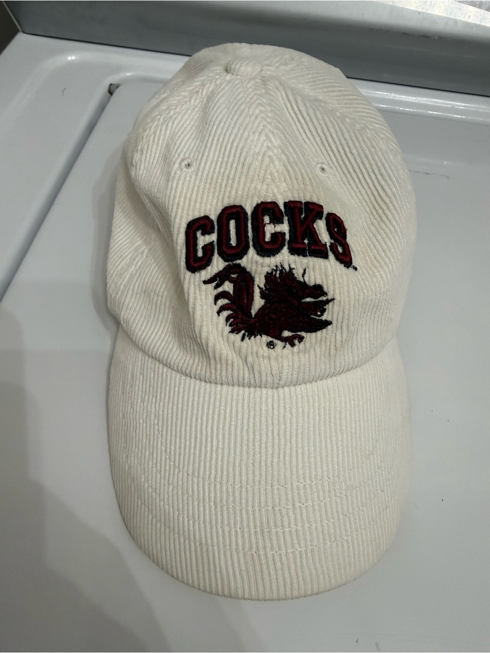 Zephyr Cream Corduroy Baseball Cap with Embroidered Gamecock
